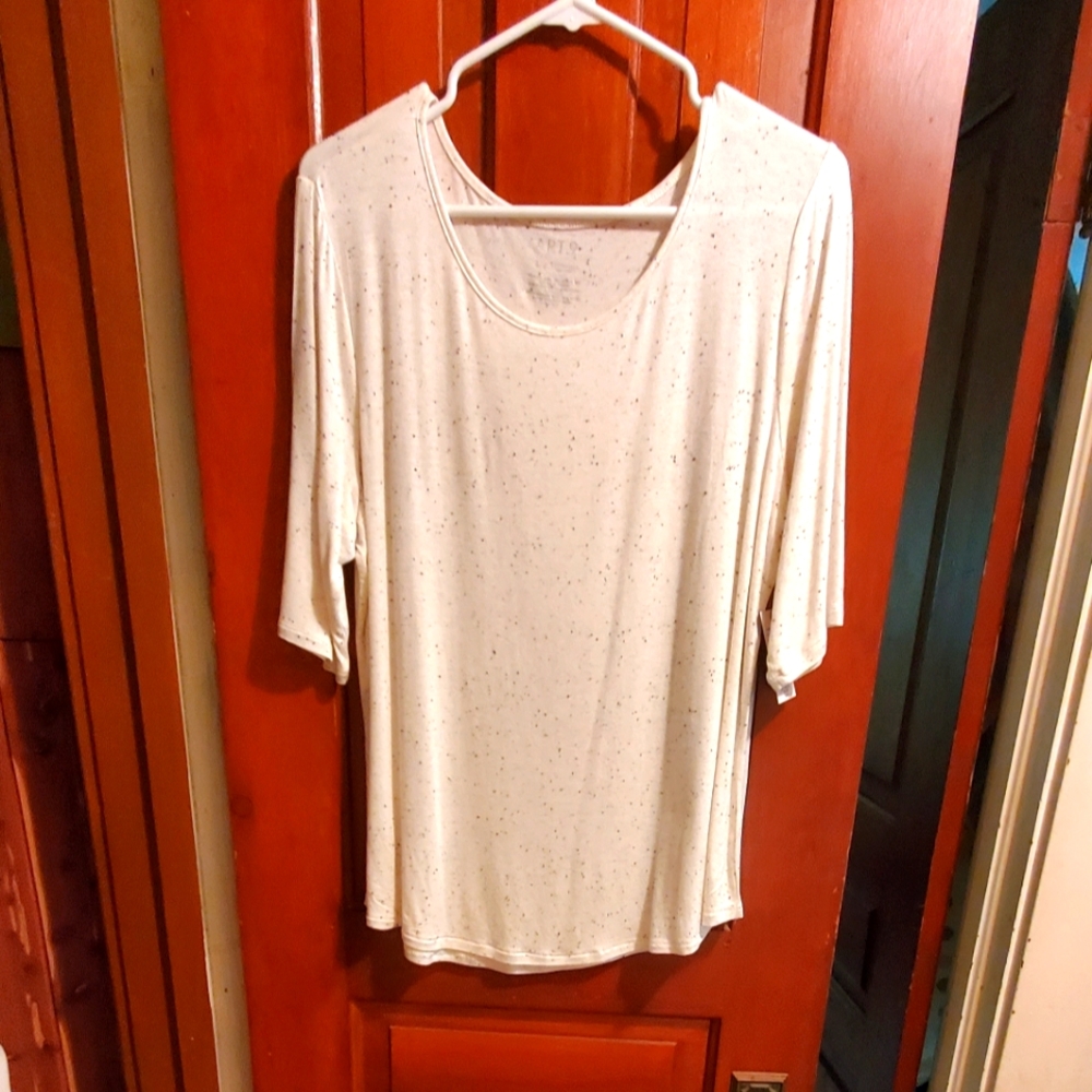 Apt. 9 3/4 sleeve cream/black dot top, Size L NWT!